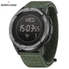 Montre-bracelet numérique pour homme NORTH EDGE ALPS en fibre de carbone, résistante aux chocs, de type militaire, ultra-légère, avec boussole et étanche jusqu'à 50 m de profondeur.