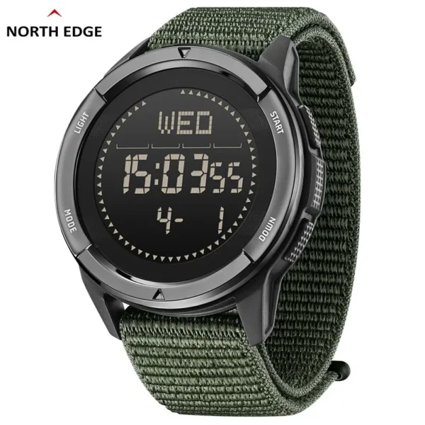 Montre-bracelet numérique pour homme NORTH EDGE ALPS en fibre de carbone, résistante aux chocs, de type militaire, ultra-légère, avec boussole et étanche jusqu'à 50 m de profondeur.