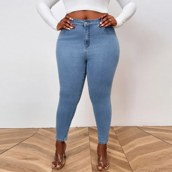Jean skinny délavé rétro grande taille Benuynffy pour femme, collection printemps-été 2025, style streetwear décontracté, longueur cheville.