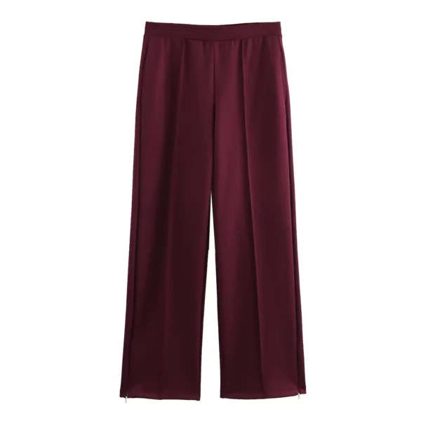 Ensemble veste vintage automne pour femme, col rond, fermeture éclair, pantalon taille élastique, collection printemps-automne 2025, style streetwear décontracté.