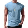 Independent station 24 cross-border men's summer new sleeveless t-shirt youth casual loose solid color thin shoulder t-shirt spo