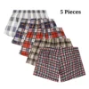 Lot de 5 pantalons Aro à carreaux imprimés, amples et respirants, à coins plats, pour un confort et une tenue décontractée, même pour les personnes âgées. Boxers pour hommes.