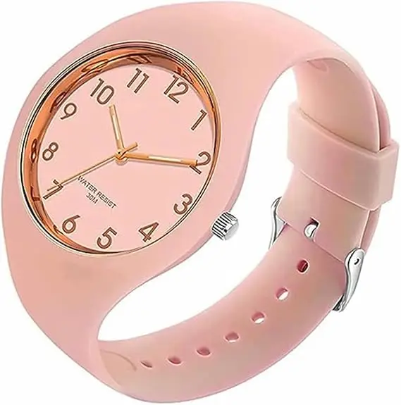 Montre Forrader avec bracelet en silicone pour femmes et filles, grand cadran, étanche, sportive, tendance, décontractée, simple, mouvement à quartz.