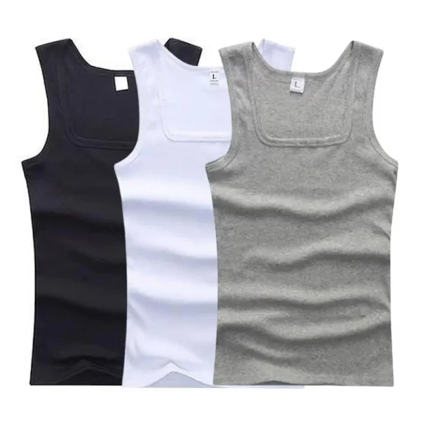 Hot Men's Tank Tops Fitness Vest Basic Elastic Sleeveless T-shirt Cotton Bodybuilding Man Clothing 3pcs/set Gym Clothing Man