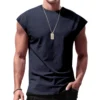 Independent station 24 cross-border men's summer new sleeveless t-shirt youth casual loose solid color thin shoulder t-shirt spo