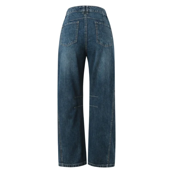 Jean boyfriend taille mi-haute pour femme, coupe ample, jambes larges, taille mi-haute, avec poches, délavage neuf