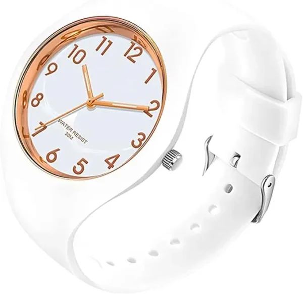 Montre Forrader avec bracelet en silicone pour femmes et filles, grand cadran, étanche, sportive, tendance, décontractée, simple, mouvement à quartz.