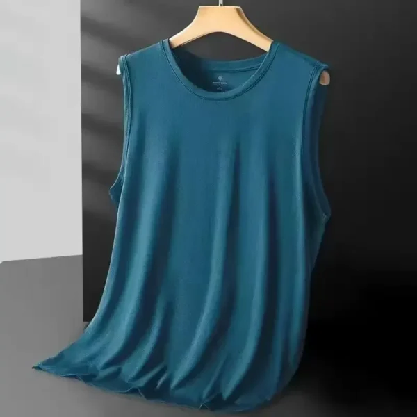 Débardeur sans manches en maille de soie glacée pour homme, collection été 2026. Vêtement d'extérieur léger et tendance, idéal pour le sport.