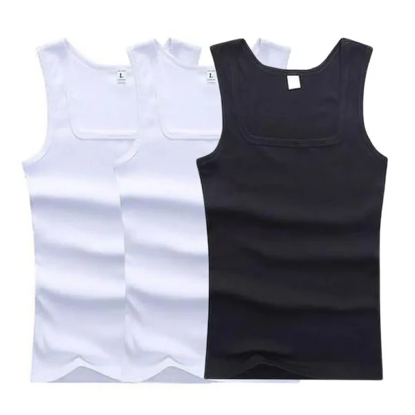 Hot Men's Tank Tops Fitness Vest Basic Elastic Sleeveless T-shirt Cotton Bodybuilding Man Clothing 3pcs/set Gym Clothing Man
