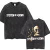 T-shirts délavés à l'effigie de l'album « Toxicity » de System of a Down, style rock, oversize, vintage, alternatif, metal.