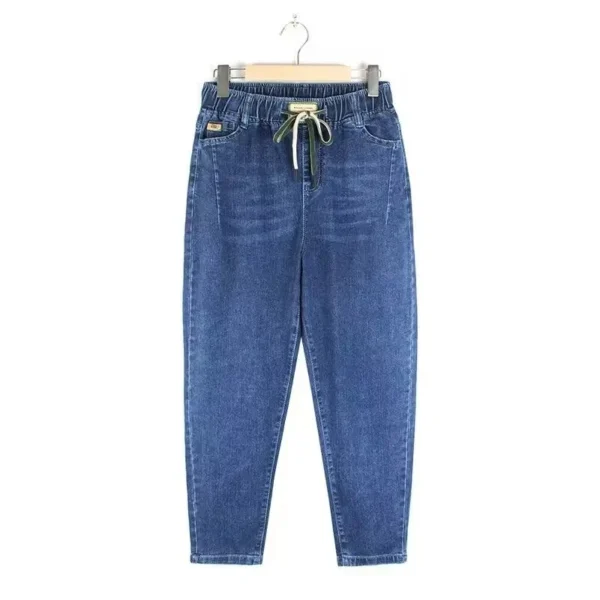 Jeans streetwear femme printemps-automne 2025 - Nouveau pantalon Harun taille haute élastique avec poches - Jean décontracté.