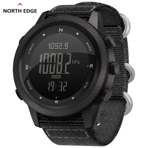 Montre numérique pour homme NORTH EDGE APACHE-46, idéale pour les sports de plein air (course à pied, natation), avec altimètre, baromètre et boussole, étanche à 50 m.