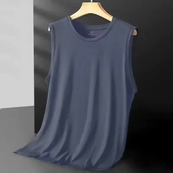 Débardeur sans manches en maille de soie glacée pour homme, collection été 2026. Vêtement d'extérieur léger et tendance, idéal pour le sport.