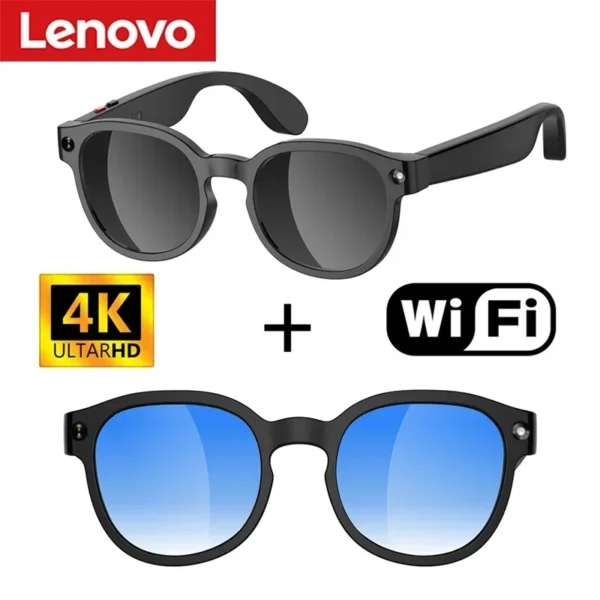Lunettes intelligentes Lenovo AI 800W avec caméra 4K HD, traduction en temps réel, appels, enregistrement musical, idéales pour les voyages et les activités de plein air Nouveauté
