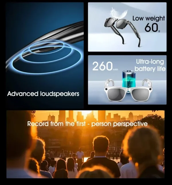 Lenovo 8KHD AI Camera Translation Glasses 1200MP Photochromic Smart Glasses Bluetooth Calling Photo Video ChatGPT Music for  Men