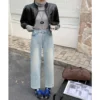 Jean droit taille haute stretch pour femme, collection printemps 2026, longueur cheville, référence 2552