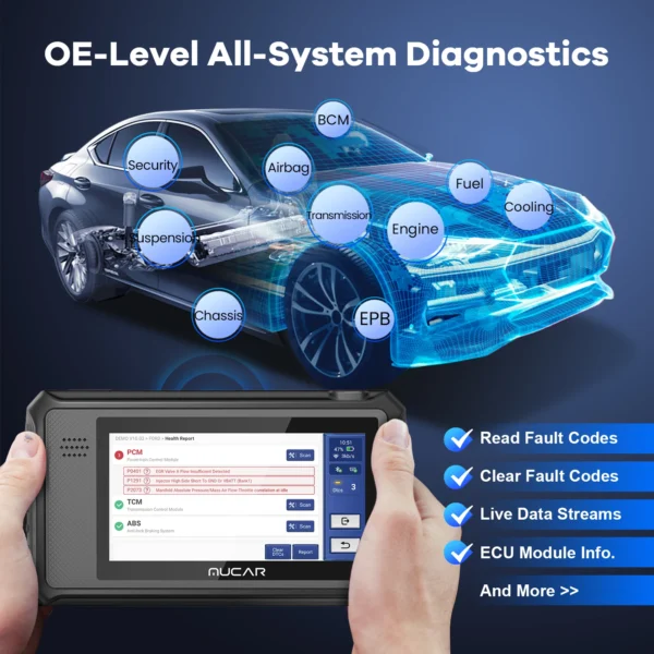 Outil de diagnostic OBD2 MUCAR VO6, scanner OBD2 CAN FD pour diagnostic de tous les systèmes automobiles, 28 réinitialisations, mise à jour gratuite à vie