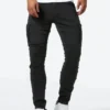 S2f637599b0064d2bbb9f1a61e1648079G.webp Pantalon cargo en denim élastique Street Jeans pour homme, coupe slim, couleur unie, plusieurs poches, style décontracté, taille mi-haute, idéal au quotidien.