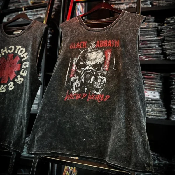 Débardeur de sport vintage en coton imprimé style rock américain, sans manches, pour homme, collection été 2025