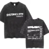 T-shirts délavés à l'effigie de l'album « Toxicity » de System of a Down, style rock, oversize, vintage, alternatif, metal.