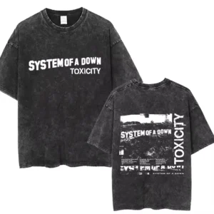 T-shirts délavés à l'effigie de l'album « Toxicity » de System of a Down, style rock, oversize, vintage, alternatif, metal.