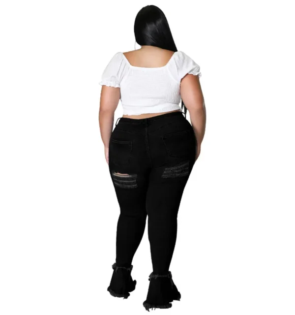 Jean évasé grande taille Wmstar pour femme, taille haute, à bretelles, avec franges et ourlet déchiré, en denim stretch, neuf.