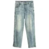 Jean taille haute à jambes droites pour femme, nouveauté automne grandes tailles, coupe ample, extensible, décontracté, simple, fendu, pantalon long.