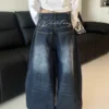 Jean ample et décontracté pour femme, style années 2000, bleu délavé, pantalon cargo vintage à jambes larges, pantalon oversize style années 2000