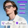 Lunettes connectées SENBONO pour hommes et femmes : appels Bluetooth, traduction IA, contrôle de la musique, réglage du volume, protection contre la lumière bleue.