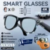 Lunettes intelligentes pour hommes avec caméra 4K HD 800 W, batterie externe 3600 mAh, traduction multilingue (plus de 100 langues), enregistrement vidéo, lecteur de musique et fonction appel.