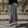 Jeans homme 2025, style coréen, pantalon décontracté étudiant, coupe droite ample, jambes larges, noir, gris, bleu