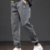 Jeans cargo noir et bleu printemps été homme streetwear pantalon de jogging en denim pantalon harem ample grande taille