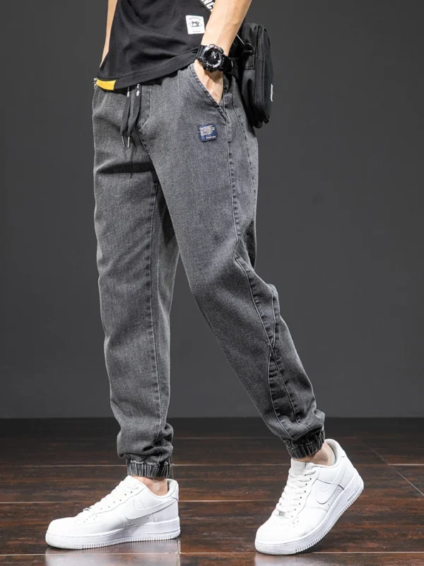 Jeans cargo noir et bleu printemps été homme streetwear pantalon de jogging en denim pantalon harem ample grande taille