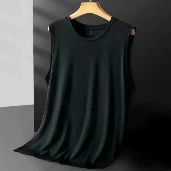 Débardeur sans manches en maille de soie glacée pour homme, collection été 2026. Vêtement d'extérieur léger et tendance, idéal pour le sport.