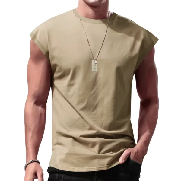 Independent station 24 cross-border men's summer new sleeveless t-shirt youth casual loose solid color thin shoulder t-shirt spo