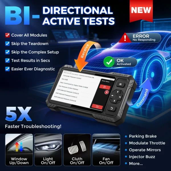 KINGBOLEN S6 ELite CAN FD Scanner OBD2 bidirectionnel pour tous les systèmes, outil de diagnostic automobile, TPMS, AdBlue, DPF, réinitialisation 15, gratuit à vie