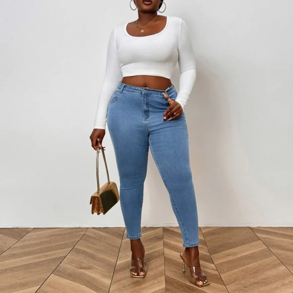Jean skinny délavé rétro grande taille Benuynffy pour femme, collection printemps-été 2025, style streetwear décontracté, longueur cheville.