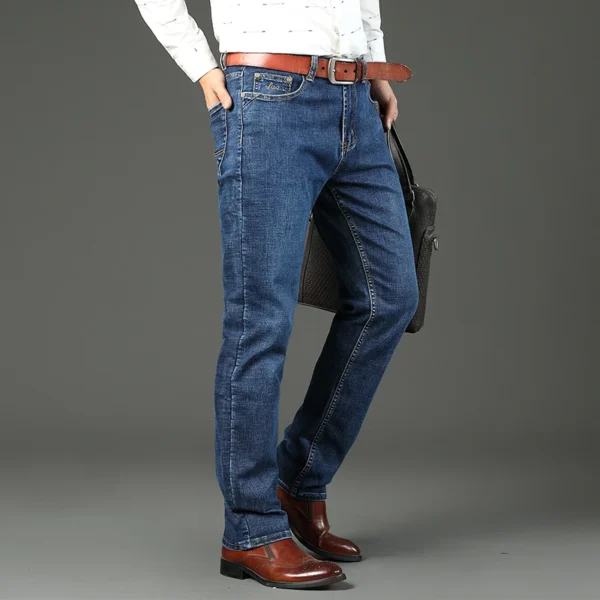 Jean délavé de marque 2026, pantalon en denim de haute qualité pour homme, toutes saisons, style business casual, taille haute.