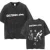 T-shirts délavés à l'effigie de l'album « Toxicity » de System of a Down, style rock, oversize, vintage, alternatif, metal.