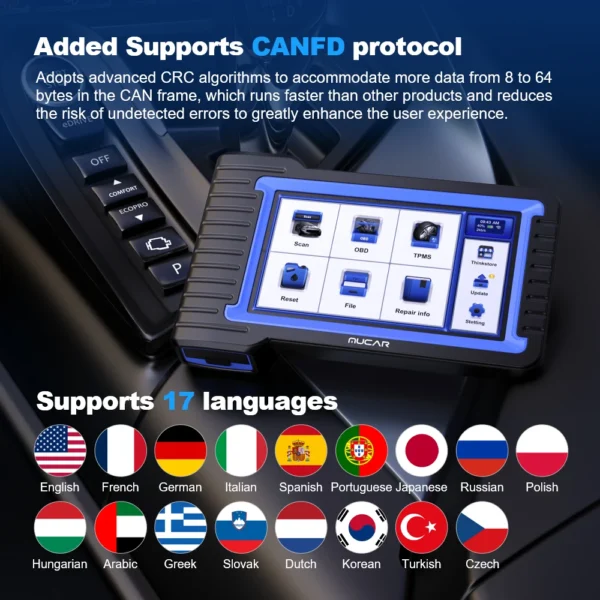 MUCAR VO7S/VO7 Outils de diagnostic automobile Diagnostic complet du système 28 Réinitialisation du calculateur et codage OBD2 bidirectionnel Scanner automobile Mise à jour gratuite