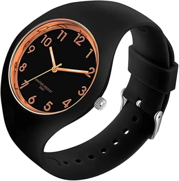 Montre Forrader avec bracelet en silicone pour femmes et filles, grand cadran, étanche, sportive, tendance, décontractée, simple, mouvement à quartz.