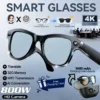 Lunettes intelligentes pour hommes avec caméra 4K HD 800 W, batterie externe 3600 mAh, traduction multilingue (plus de 100 langues), enregistrement vidéo, lecteur de musique et fonction appel.