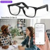 Lunettes connectées SENBONO pour hommes et femmes : appels Bluetooth, traduction IA, contrôle de la musique, réglage du volume, protection contre la lumière bleue.