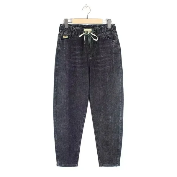 Jeans streetwear femme printemps-automne 2025 - Nouveau pantalon Harun taille haute élastique avec poches - Jean décontracté.