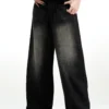 Jean homme style américain classique, hip-hop rap, jambes larges, populaire chez les jeunes, pantalon en denim oversize à jambes droites et coupe rétro.