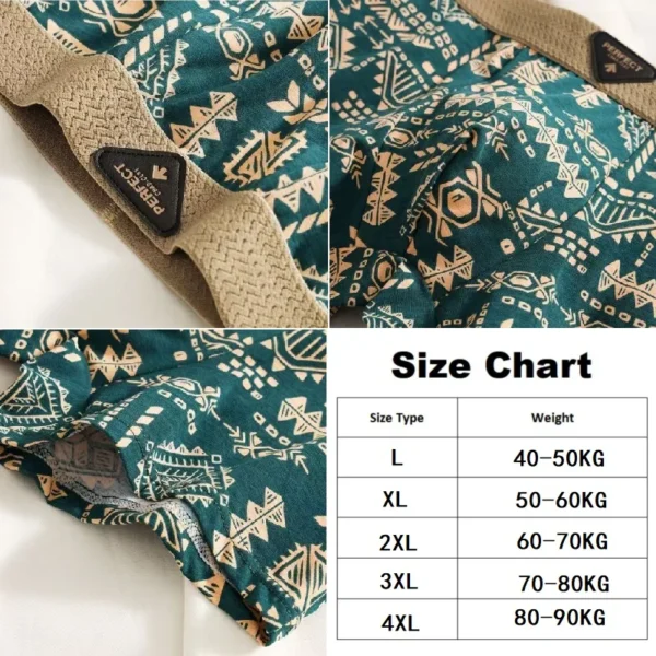 Boxer homme style ethnique rétro, slip confortable à imprimé vintage, sous-vêtement élastique, short taille mi-haute.
