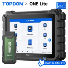 TOPDON One Lite 10" Outil de diagnostic automobile Scanner OBD2 Tous systèmes CAN FD/DOIP Codage ECU Test actif 50 Réinitialisation du codage ECU J2534