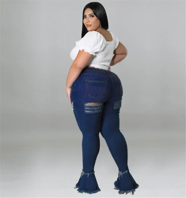Jean évasé grande taille Wmstar pour femme, taille haute, à bretelles, avec franges et ourlet déchiré, en denim stretch, neuf.
