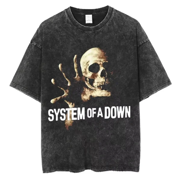 T-shirts délavés à l'effigie de l'album « Toxicity » de System of a Down, style rock, oversize, vintage, alternatif, metal.