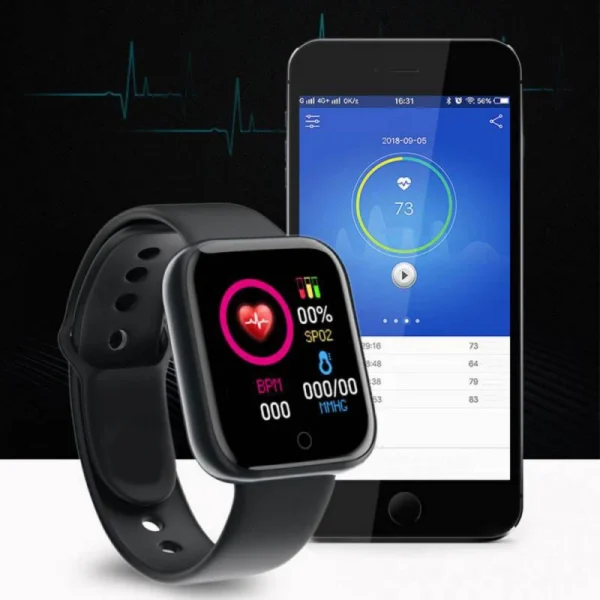 Montre connectée sport pour femme et homme, avec lecteur de musique intégré, suivi d'activité, podomètre et réveil (Y68 D20).